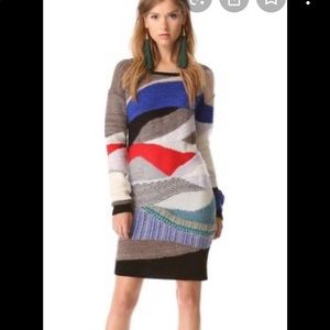 Tess Giberson intarsia knit wool blend mini dress